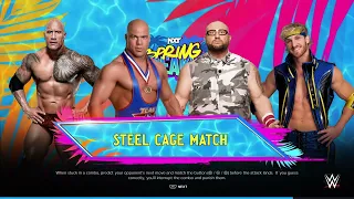 WWE2K24 - THE ROCK VS KURT ANGLE VS LOGAN PAUL VS BUBBA RAY DUDLEY - STEAL CAGE