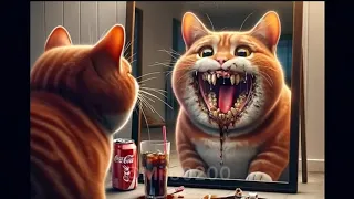 Cat Destroys His Teeth by Eating "Candies nd coca_cola"🍾#youtube #trending @arttouchyourheart