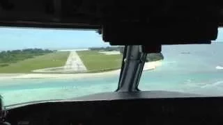 Landing in the Maldives Gan international Airport (cockpit) Dash 8 Q300