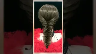 Messy fishtail hairstyle . Messy fishtail hairstyle for girls . Fishtail braid hairstyle #shorts