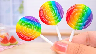 🍭 Satisfying Yummy Miniature Rainbow Lollipop Candy Recipe 🍭 Easy Tiny Fruit Lollipop Idea for You