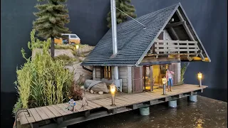 Beautiful Blockhouse Modelling Diorama in scale 1:35 / Model house in the water