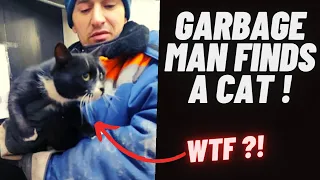 Garbage man finds a cat !