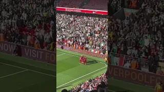 Steven Gerrard scoring for Liverpool legends and celebrating in front of the Celtic fans