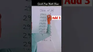 Table of 29 | 29 Table trick #shorts #maths #tables