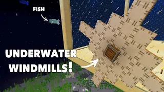 Making Windmills in Underwater Skyblock || Minecraft Rustic Waters 2 Ep. 2 || Uncut VOD ||