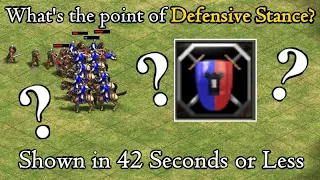 The use case for Defensive Stance in AoE2 shown in 42 seconds or less