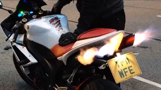 Yamaha R1 popping flames decat toce exhaust