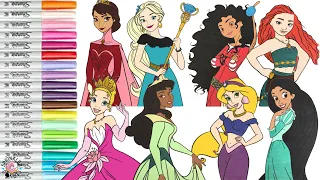 Disney Princess Coloring Book Compilation Color Swap Edition Elena Elsa Merida Moana Rapunzel Tiana