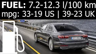 Audi A8l 60 TFSI quattro fuel consumption economy city highway autobahn motorway urban mpg l/100 km