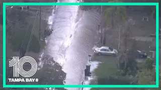 LIVE: Water main break sends water gushing into nearby streets in Tampa