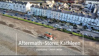 Aftermath of storm Kathleen - Hundreds of tonnes of stone deposited on Llandudno promenade