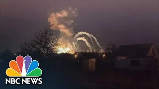 Scale Of Russia's Attack On Ukraine Captured In Pre-Dawn Explosions, Bombed Apartments