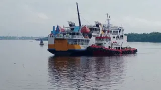 KM.DHARMA FERRY VI tiba di Sampit pada pagi hari  jam 08:00 kapal ini hanya pengganti Kirana lll