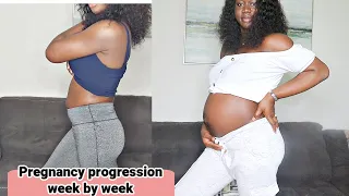 PREGNANCY TIME LAPSE | WATCH MY BELLY GROW IN 2 MINS | WEEK BY WEEK PREGNANCY PROGRESSION(WEEK 9-38)