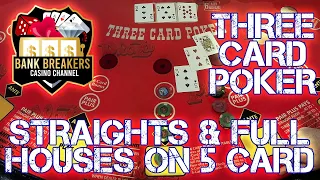 👏 THREE CARD POKER | Straights & Full Houses on 5 Card Bonus! | $25 Bets On Pair Plus & Ante/Play!!