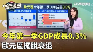 今年第一季GDP成長0.3%　歐元區擺脫衰退｜陳雅琳世界晚報｜主播：蔣心玫｜華視新聞 20240501