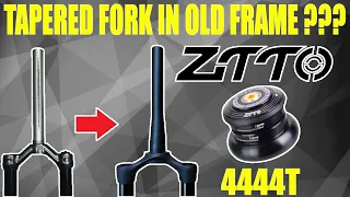 ZTTO 4444T HEADSET// HOW TO INSTALL FORK WITH TAPERED STEERER TUBE TO OLD FRAME WITH 44mm HEADTUBE