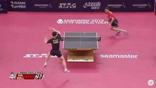 Timo Boll insane point with wrong hand vs Ma Long. Table tennis Qatar 2019