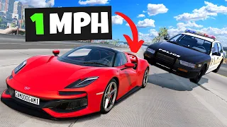 I Tried the SLOWEST Police Chases With Supercars in BeamNG Drive Mods!