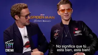 Tom Holland takes revenge and crashes in RDJ's interview | Spider-Man Homecoming press