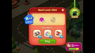 Gardenscapes Level 3358 With No Boosters - Hard Level - Clock Tower: Desk