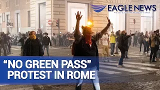 “No Green Pass” protest in Rome