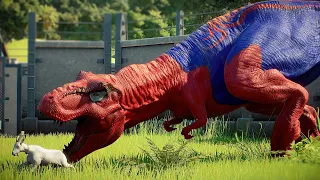 SPIDERMAN - REX vs ALL LARGE & MEDIUM CARNIVORE FIGHT IN ISLA NUBLAR - Jurassic World Evolution 2