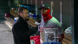 Trea Turner speaks after hitting for the cycle