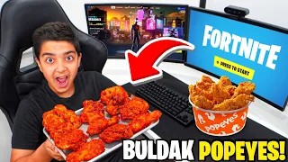 Kid Eats BULDAK POPEYES CHICKEN for every Kill in FORTNITE...