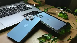 iPhone 13 Pro Sierra Blue Unboxing + accessories 🦋