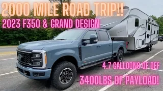 2023 Ford F350 2000 mile 5th wheel towing trip MPGs and DEF use! #fordtrucks  #granddesignrv