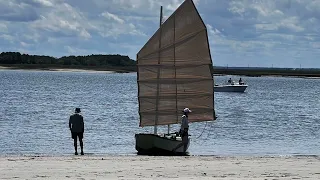 First time out on a junk rigged Michalak Mikesboat