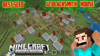 One of the best Minecraft pocket edition seed 12 blacksmith house in one villege