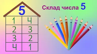 Склад числа 5. Вивчаємо склад числа 5. Математика для дошкільнят та першокласників.