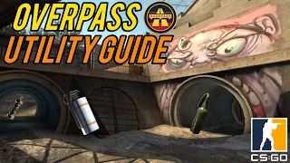 CS:GO - Overpass Utility Guide (Smokes, Molotovs, Popflashes) [128 Tick]