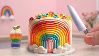 Best Ever Miniature Rainbow Cake Decorating | ASMR Sweet Minis