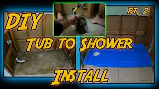 DIY Bathroom Remodel (Tub to Shower) // Base Pan Install pt 2