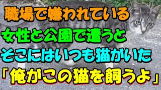 何故かいつも職場で嫌われているという女性で公園で会うとそこにはいつも猫がいた「俺がこの野良猫を飼うよ」「え？」【猫のいい話】