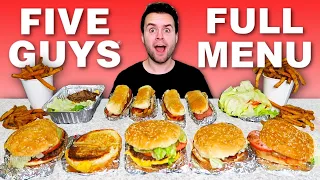 Trying Five Guys FULL MENU! Burgers, Fries, Hot Dogs REVIEW!