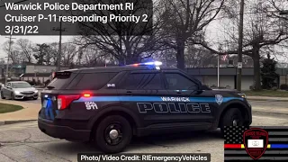 Warwick Police Department RI Cruiser P-11 responding Priority 2