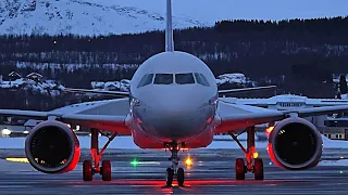 SAS A320-251N taxiing to stand after arrival - Tromsø Lufthavn