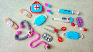 DIY how to make polymer clay miniature doctor set / barbie doctor set with clay