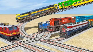 😱IMPOSSIBLE😱 5 TRAINS PASSING ON CRAZIEST & DANGEROUS RAILROAD TRACKS | Train Animation Videos
