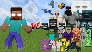 Herobrine vs All mobs in Minecraft - Minecraft Mob Battle