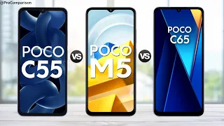 Poco C55 vs Poco M5 vs Poco C65 || Full Specs Comparison