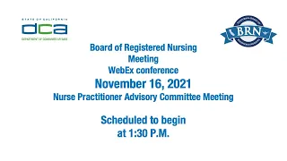 Board of Registered Nursing, Nurse Practitioner Meeting -- Nov 16 2021