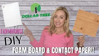 FARMHOUSE DOLLAR TREE DIY USING FOAM BOARD & CONTACT PAPER