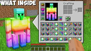 How to OPEN SECRET INVENTORY of RAINBOW GOLEM in Minecraft ? NEW SECRET ITEMS !