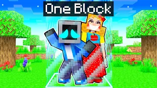 Locked on ONE BLOCK with MISS DELIGHT in Minecraft!